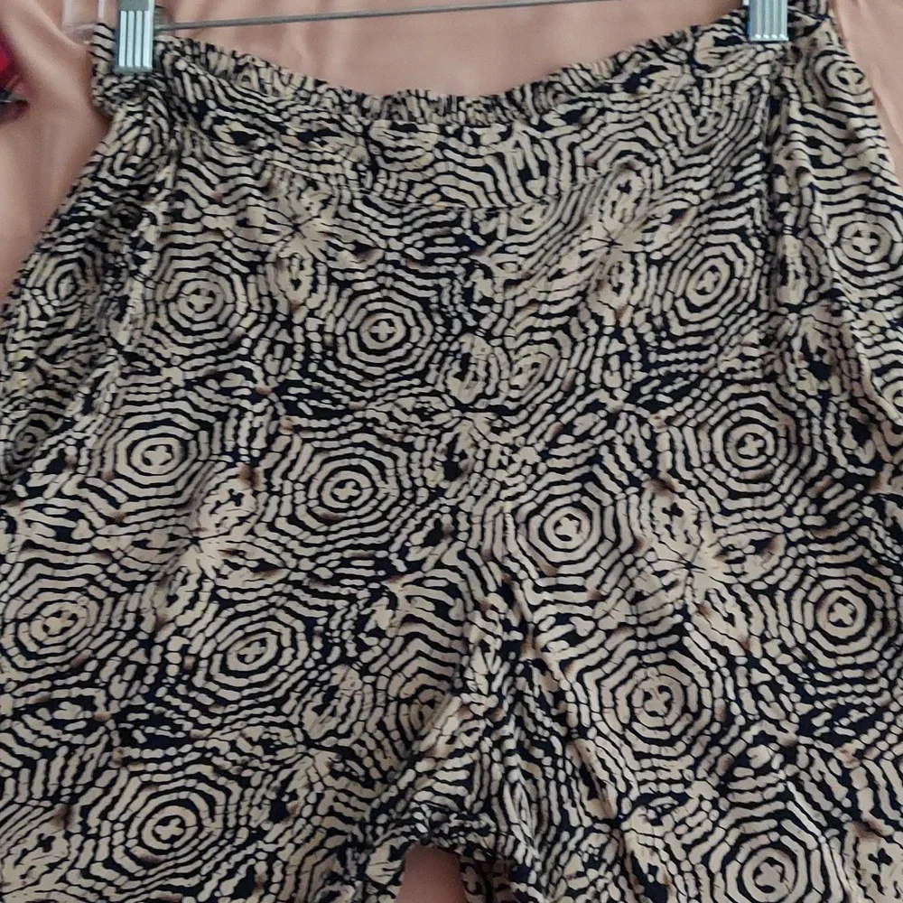 Solitaire Palazzo Abstract Black/Tan Womens Pants Sz M